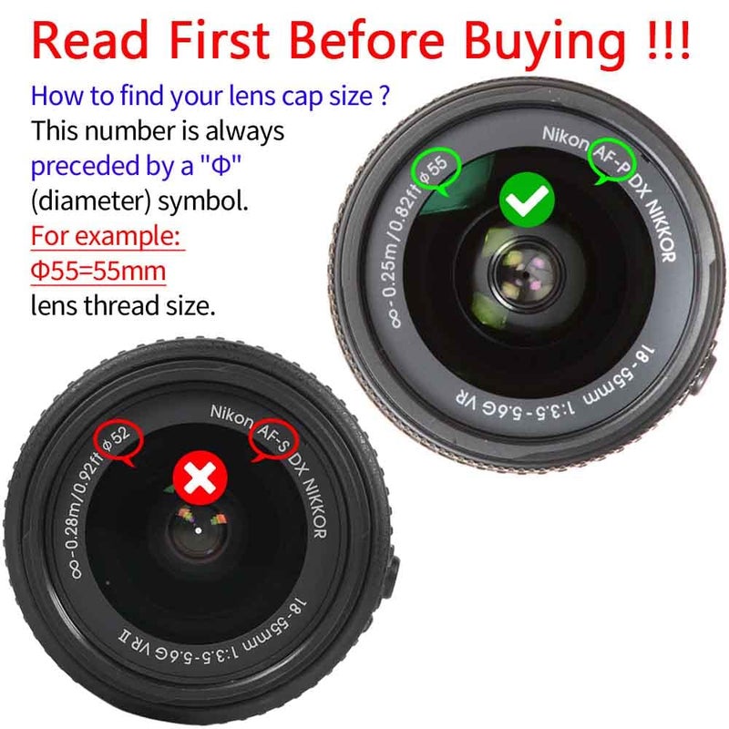 ULBTER 55mm Lens Cap Cover for AF-P NIKKOR 18-55mm f/3.5-5.6G VR Lens ã€Not for AF-S 18-55mmã€‘ for Nikon D5600 D5500 D5300 D3500 D3400 D3300 Camera, Lens Cap Keeper & Lens Cover Leash -2 Pack - Image 3